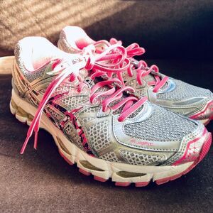 ASICS Gel Kayano 21 US US Silver Grey Pink Black running Shoe T4H7Q Womens 9 US